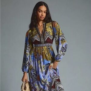 NWT 26W Anthropologie Bhanuni by Jyoti Beaded V-neck Maxi Dress